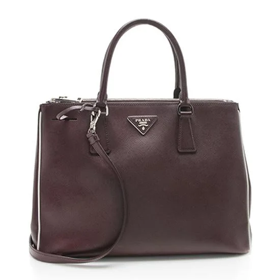 Prada tote bags with a double - handle and shoulder - strap option for easy usePrada Saffiano Lux Double-Zip Medium Tote