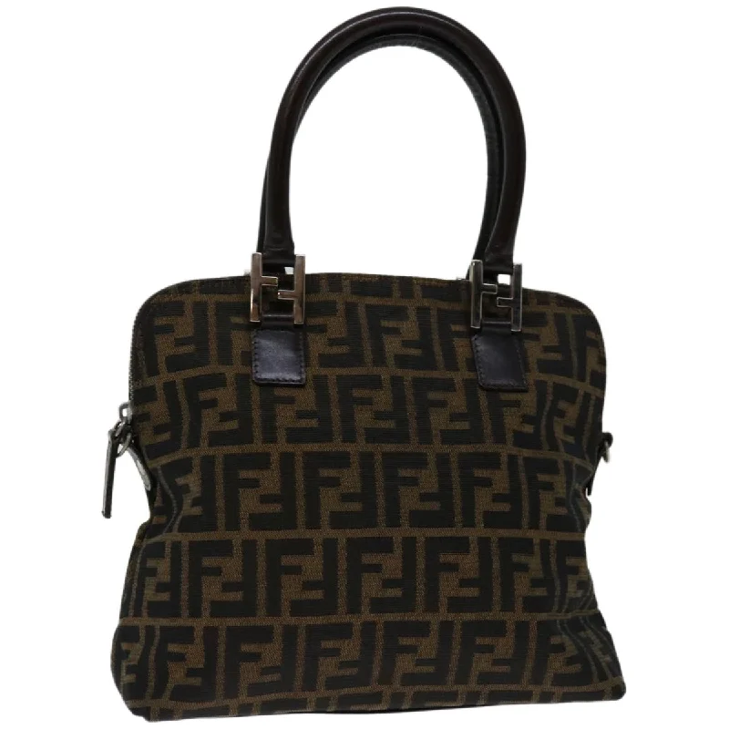 Ladies Fendi Peekaboo bags with a back - pocket organizer for better organizationFENDI Zucca Canvas Hand Bag Black Brown  bs12482