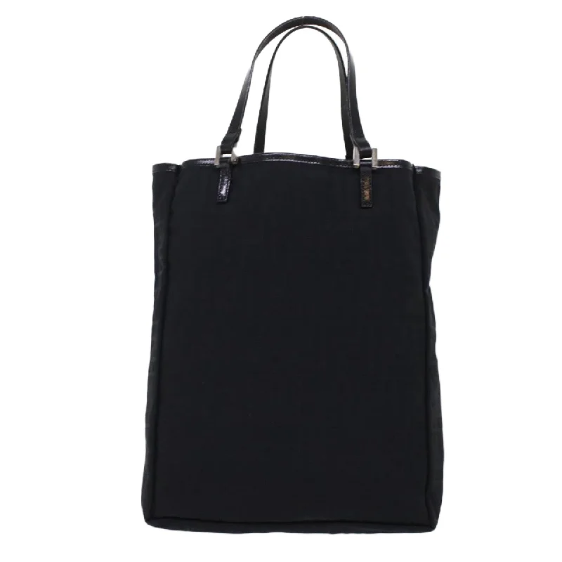 Fendi tote bags with a spacious interior and multiple pockets for daily essentialsFENDI Zucchino Canvas Tote Bag Nylon Leather Black  49283