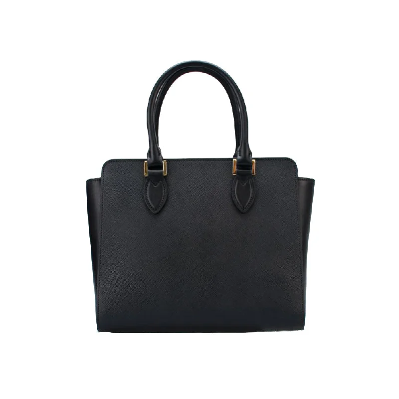 Prada tote bags with a water - resistant coating for outdoor activitiesPrada Saffiano Borsa Black Leather Shoulder Tote Handbag 1BA113