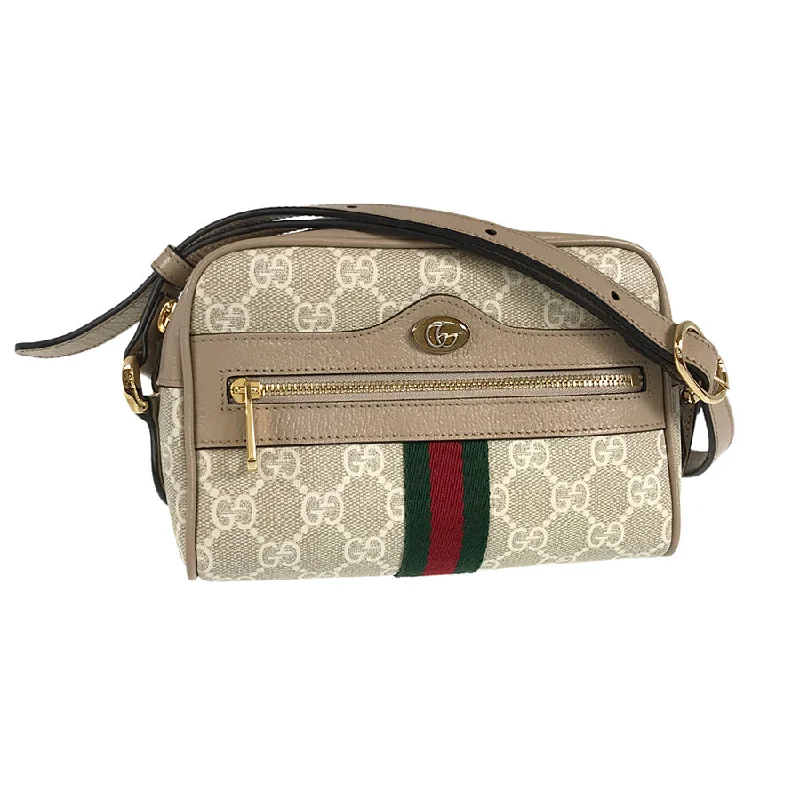 Women Gucci Sylvie bags with a crystal - embellished web stripeGUCCI GG Supreme Mini Shoulder Bag