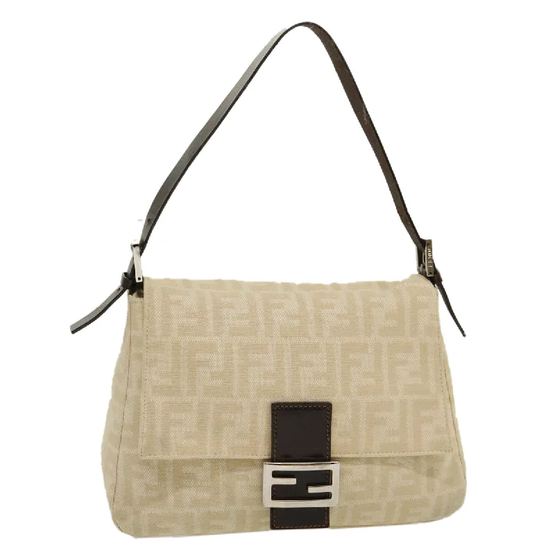 Fendi crossbody bags with a detachable coin purse for added functionality and convenienceFENDI Zucca Canvas Mamma Baguette Shoulder Bag Beige  29900