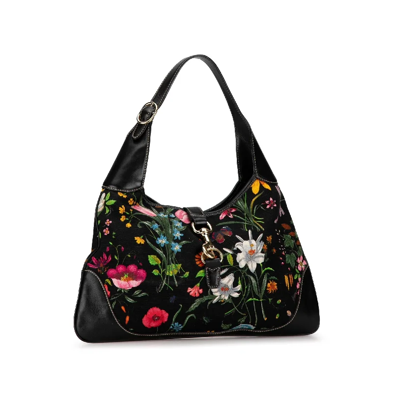 Medium - sized Women Gucci handbags for everyday useGucci Flora Canvas Jackie O Bouvier N0nf1j)