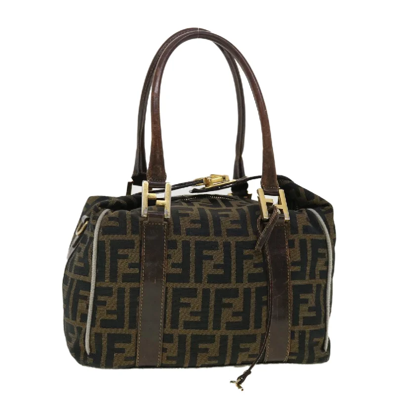 Fendi crossbody bags with a detachable fanny pack strap for a trendy and practical optionFENDI Zucca Canvas Hand Bag Black Brown  bs4840