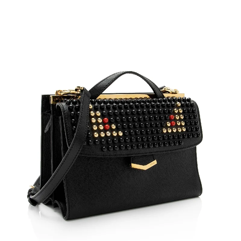 Fendi bags with a voice - activated pocket opener for a high - tech convenienceFendi Studded Vitello Elite Demi Jour Monster Satchel (SHF-eH7Qgz)