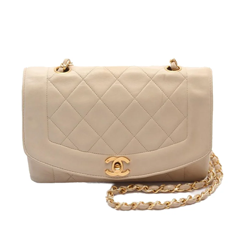 Chanel Quilted Leather Shoulder Bag for FashionistasTan Chanel Medium Lambskin Diana Flap Crossbody Bag