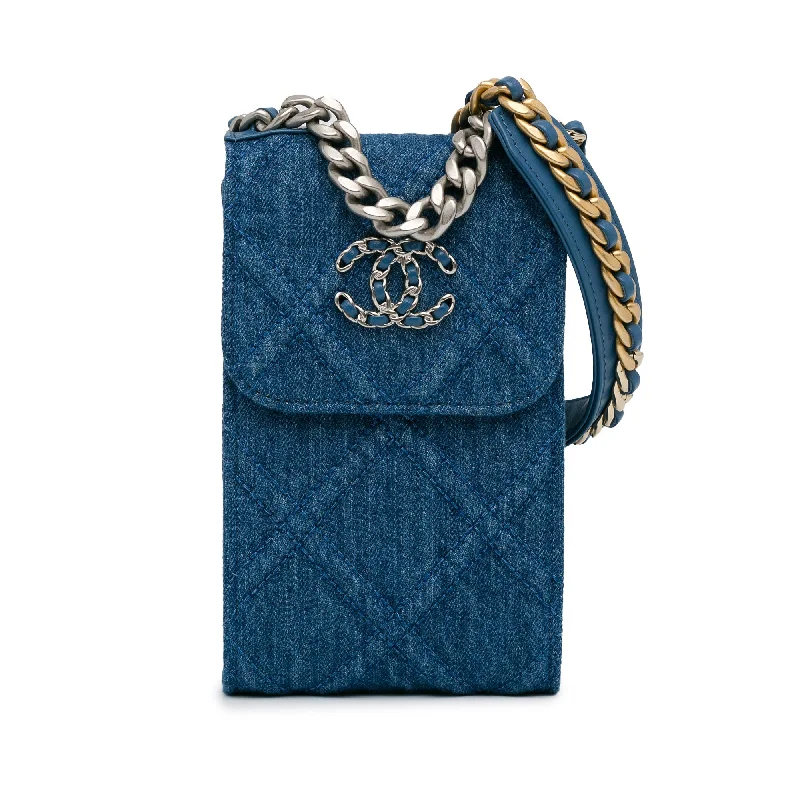 Chanel Colorful Handbag for Spring OutfitsBlue Chanel Denim 19 Phone Holder with Chain Satchel