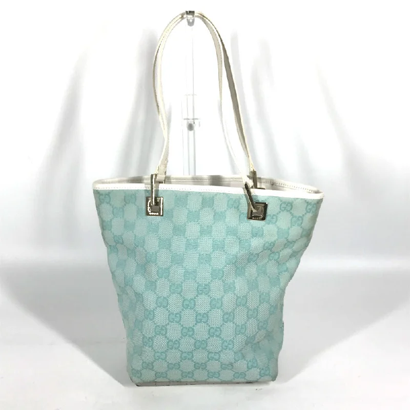 Women Gucci bags with a chain - link trim and a leather bodyGUCCI Tote Bag 002 1099 Canvas / leather Light green Shoulder Bag Shoulder Bag GG Bucket Women Used