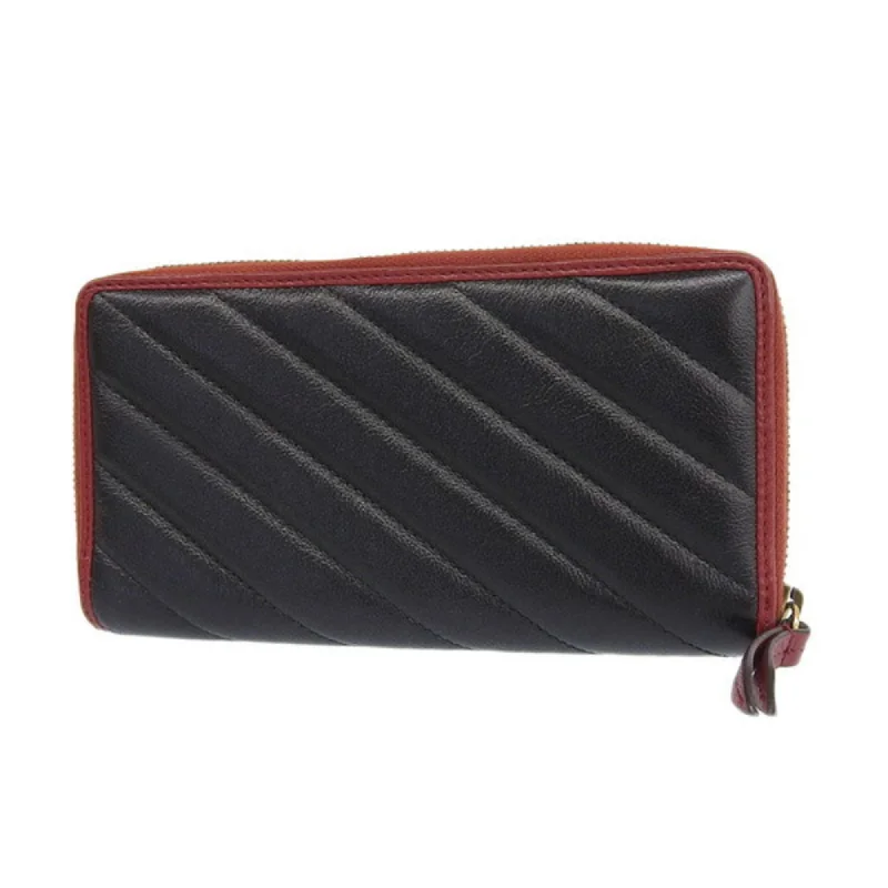 Ladies Gucci shoulder bags with a wide - width strapGUCCI GG Marmont Leather Round Long Wallet 573810 Black/Red Women's