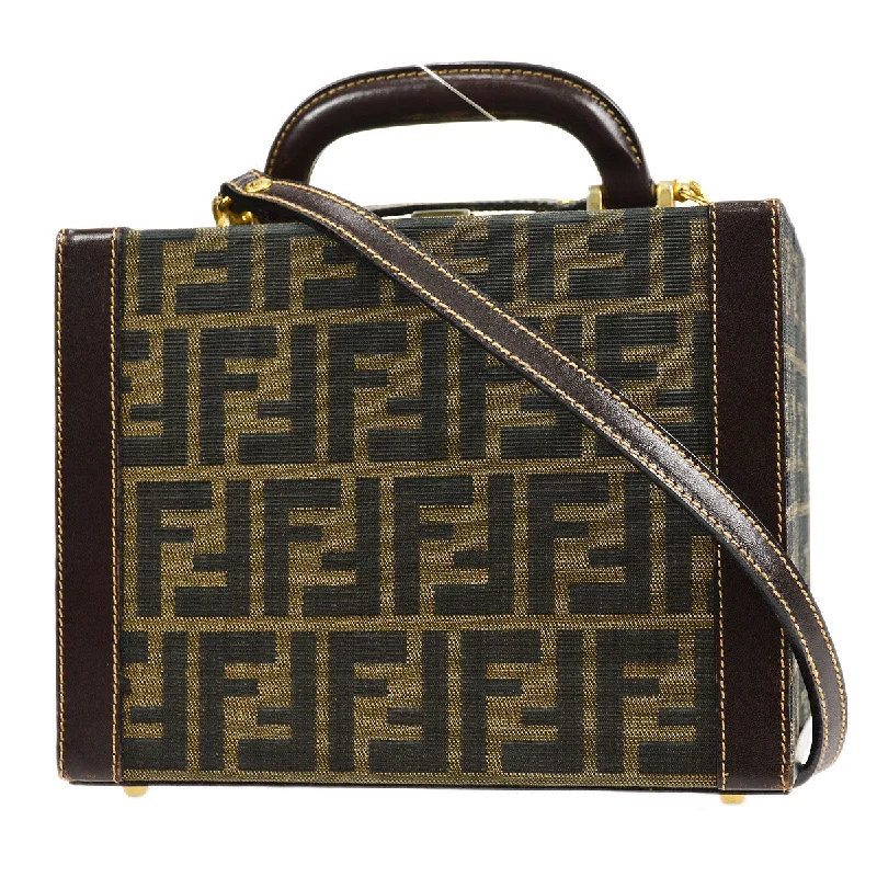 Ladies Fendi Peekaboo bags with a back - pocket organizer for better organizationFendi Zucca 2way Vanity Handbag Brown