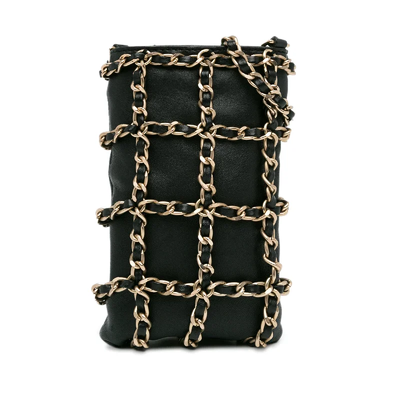 Chanel Chain Strap Handbag for Everyday UseBlack Chanel Lambskin Tech Me Out Clutch With Chain Crossbody Bag