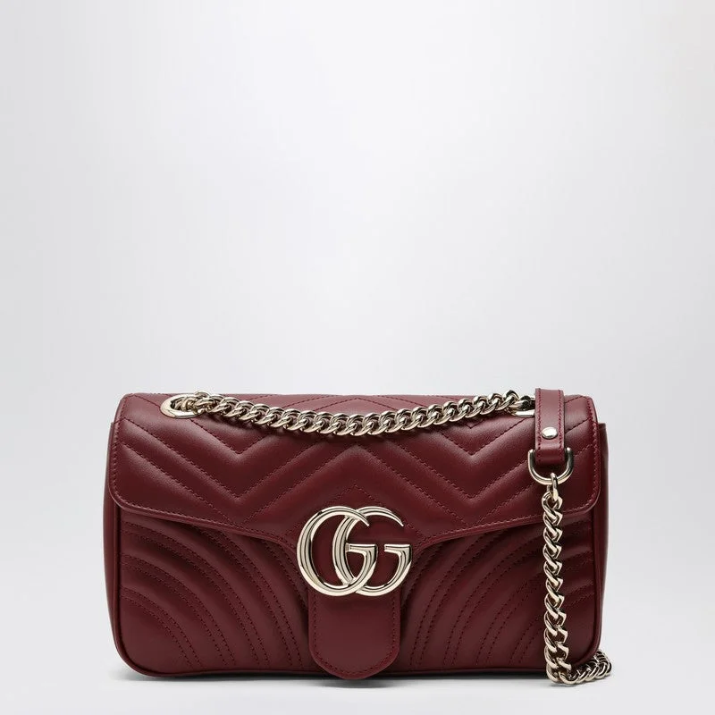 Gucci handbags for women with a metal - framed claspGucci Gg Marmont Rosso Ancora Small Shoulder Bag Women