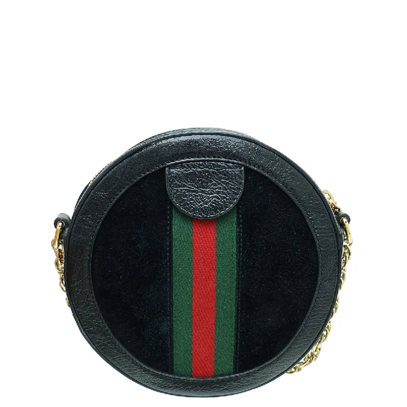 Women Gucci crossbody bags in a bold red colorGucci Black Ophidia Round Mini Shoulder Bag