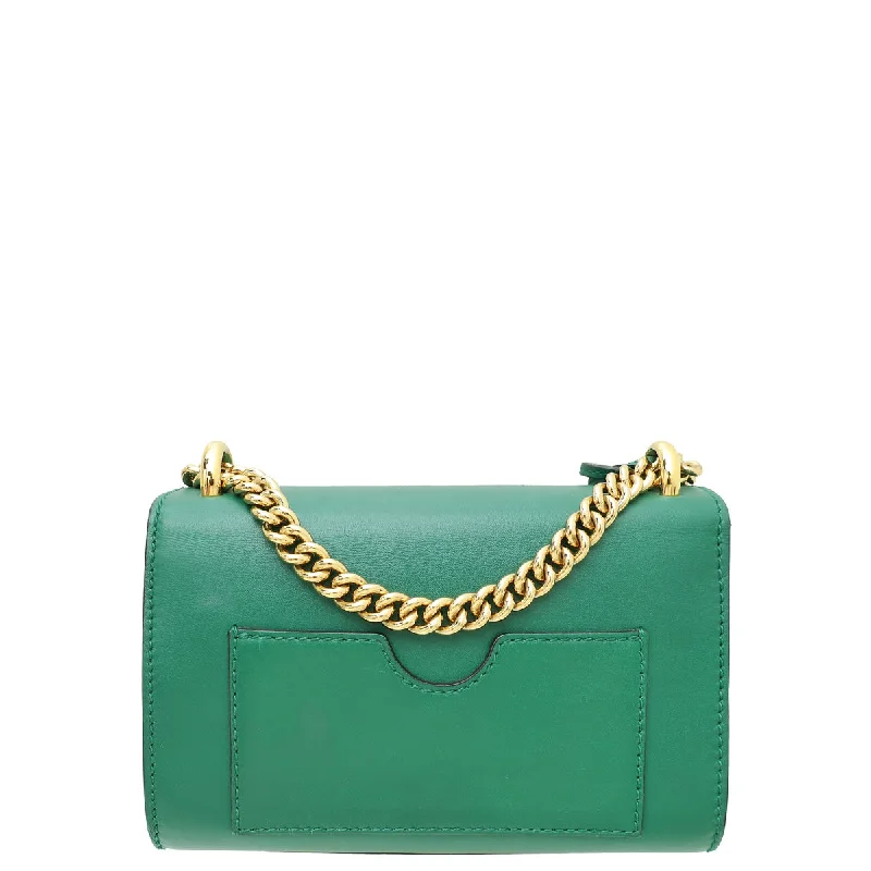 Women Gucci bags with a snap - button closure and a decorative charmGucci Green Padlock Chain Small Bag