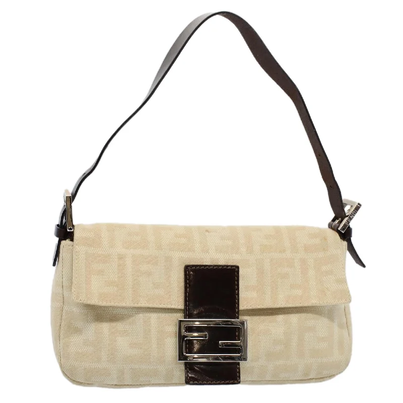 Ladies Fendi crossbody bags with a wide - width strap for enhanced comfort during long - term useFENDI Zucca Canvas Mamma Baguette Shoulder Bag Beige 3505 26424 008  yk9079