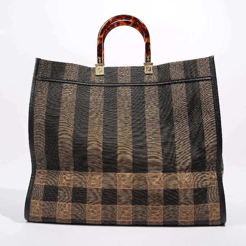 Fendi bags with a leather - bound notebook insert for jotting down notesFendi Sunshine Tote Brown Canvas Large