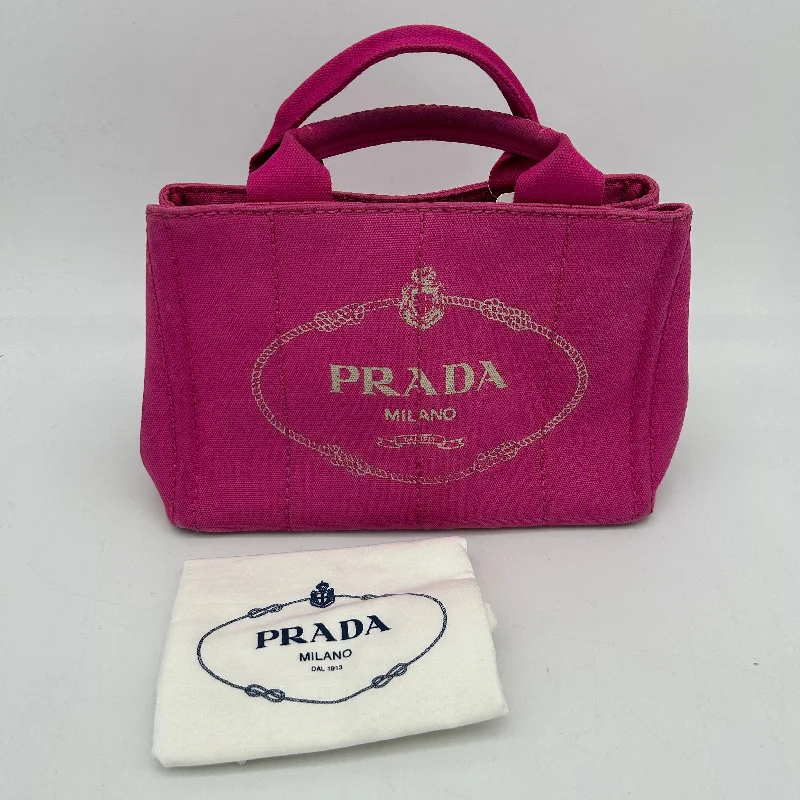 Prada crossbody bags with a woven leather strap for a unique texturePrada Canapa Pink Tote Bag Women's Large