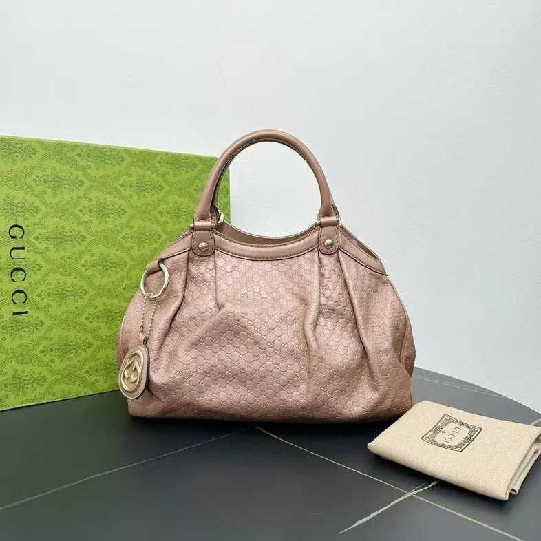 Gucci handbags for women with a beaded trimGucci Sukey Pink Leather Tote Bag Large