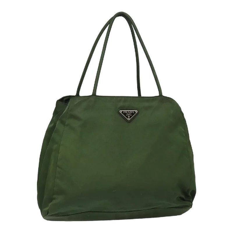 Prada bags with a zip - top closure and multiple interior pockets for organizationPRADA Hand Bag Nylon Khaki Auth fm3617