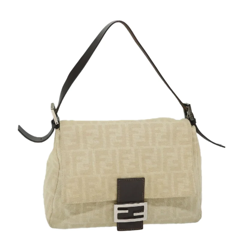 Ladies Fendi shoulder bags with a quilted leather exterior for a luxurious and cozy lookFENDI Zucca Canvas Mamma Baguette Shoulder Bag Beige  57043