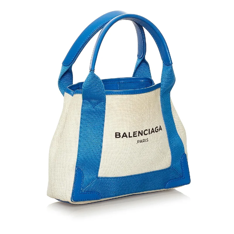 Balenciaga City bag extra large size made of high - quality calfskinBalenciaga Navy Cabas XS Canvas Satchel (SHG-37718)