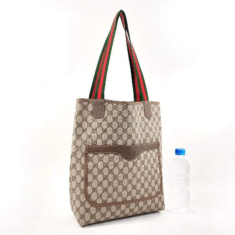 Gucci tote bags for women with a water - resistant coatingGUCCI Tote Bag 002�E39�E6487 GG Supreme Canvas Brown vintage Sherry line unisex Used