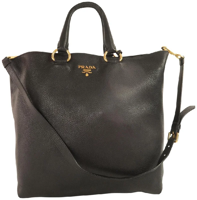 Ladies Prada Re - Edizione 2005 bags with a star - shaped charm for a playful touchPrada Shopping Tote Black Calfskin Satchel