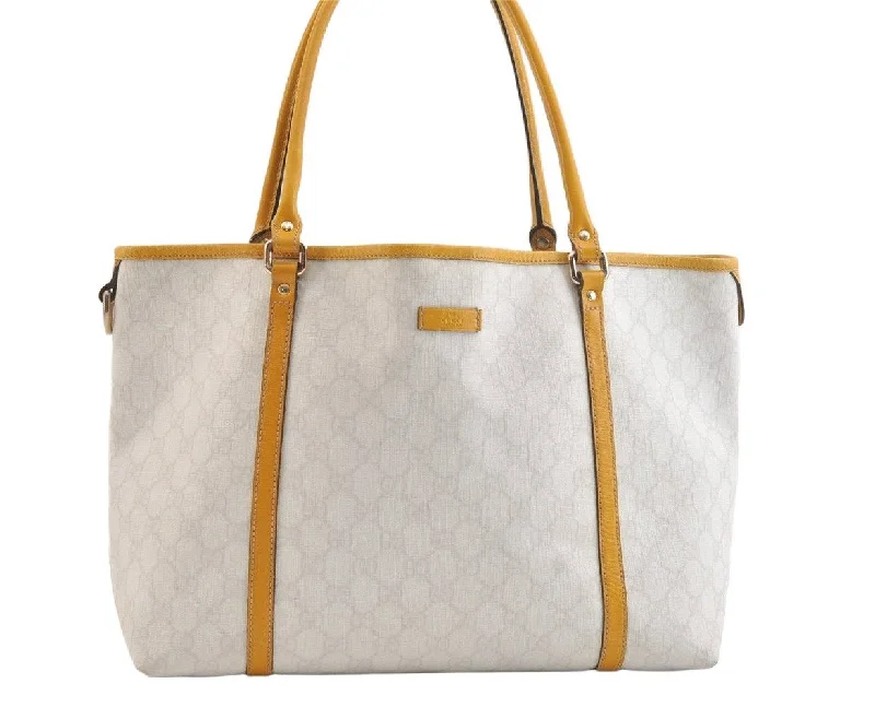 Gucci Marmont bags for women with a contrast - colored interiorAuthentic GUCCI Vintage Shoulder Tote Bag GG PVC Leather 197953 White 2767K