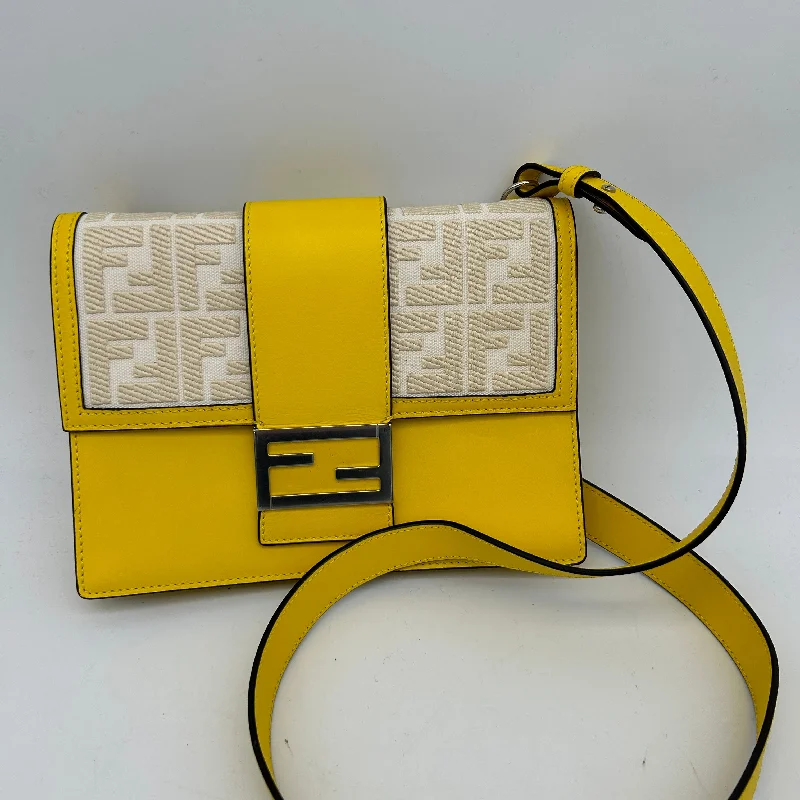 Fendi Baguette bags with a detachable shoulder strap for hands - free convenienceFendi Yellow Medium Baguette Flat Bag