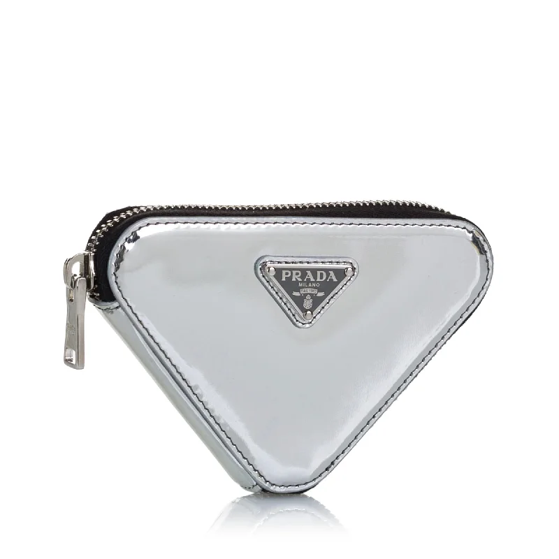 Prada handbags with a metal - framed clasp for durability and stylePrada Brushed Leather Mini Pouch H9DBDu