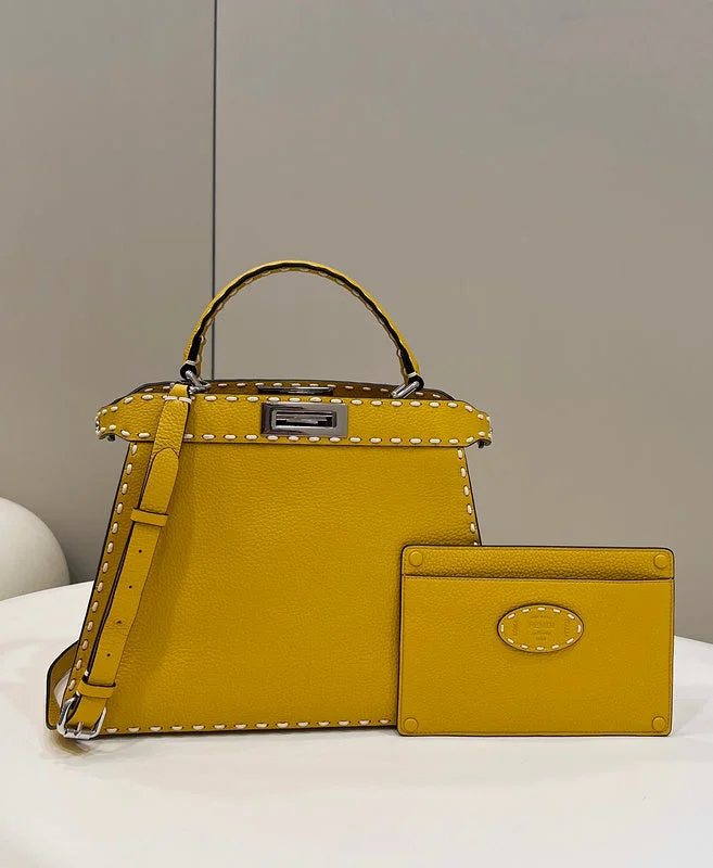 Fendi tote bags with a double - handle and shoulder - strap option for versatile carryingWF - Fendi Bags - 776