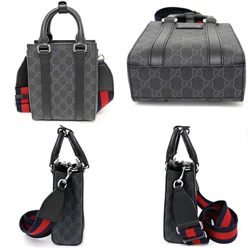 Women Gucci bags with a zippered interior pocketGUCCI Tote Bag Shoulder GG Supreme Canvas 696010 Gray Black