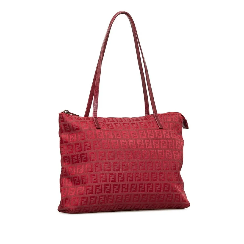 Fendi handbags with a holographic FF logo for a futuristic and trendy lookFENDI Zucchino handbag tote bag 8BH022 red canvas leather ladies