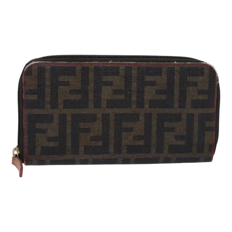 Fendi bags with a zippered interior pocket for separating items and keeping them organizedFENDI Zucca Canvas Long Wallet Black Brown gold  am6791