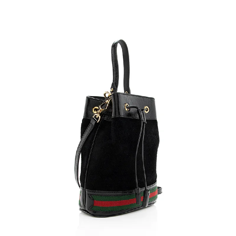 Gucci Marmont bags for women with gold - toned hardwareGucci Suede Patent Leather Ophidia Bucket Bag (SHF-18984)