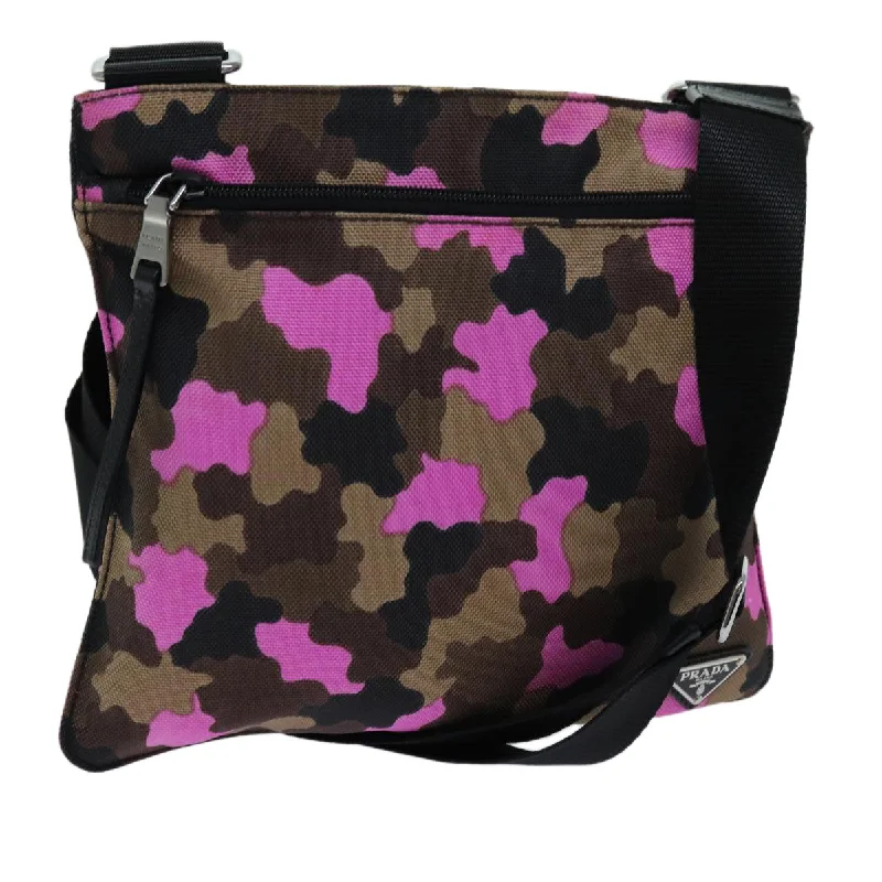 Prada Cleo bags with a crystal - embellished logo for added luxuryPRADA Camouflage Shoulder Bag Nylon Pink VA0886 Auth yk11624