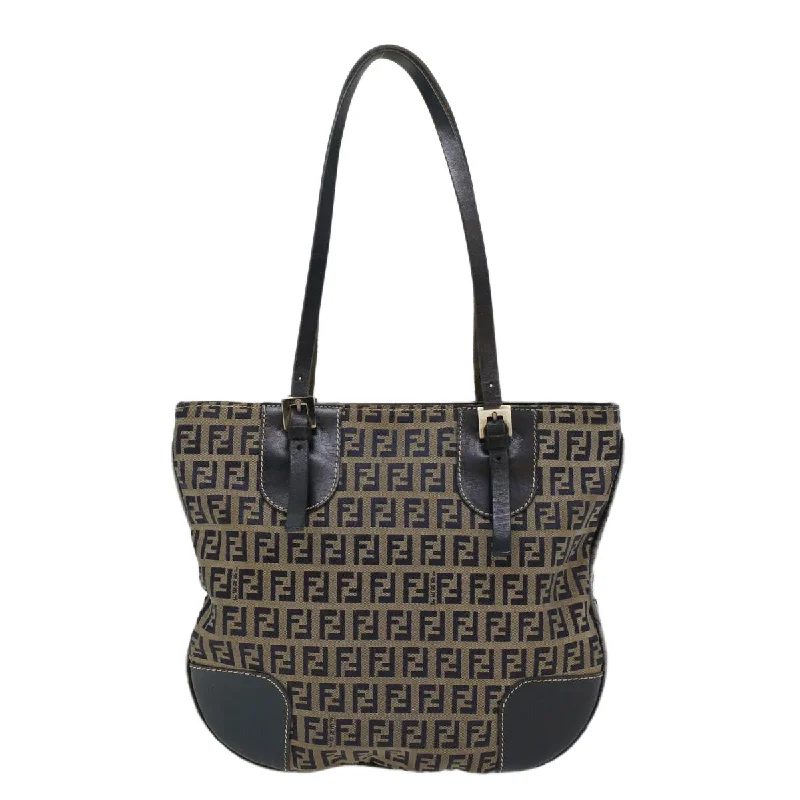 Fendi By The Way bags with a crystal - embellished FF logo for added luxury and glamourFENDI Zucchino Canvas Shoulder Bag Nylon Navy  48160