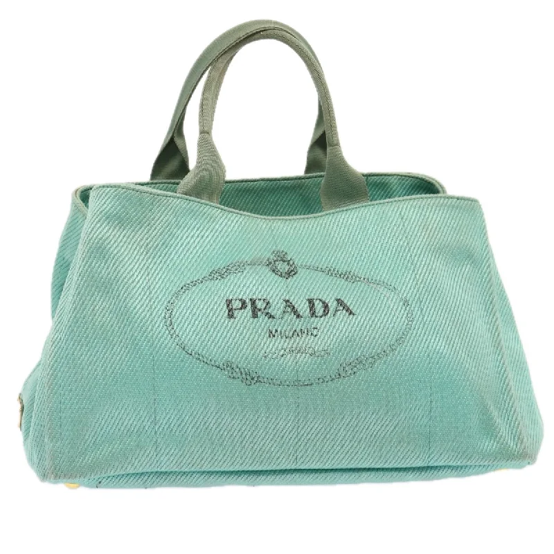 Ladies Prada shoulder bags with a single - handle design for simplicityPRADA Canapa GM Hand Bag Canvas Blue Auth 72696