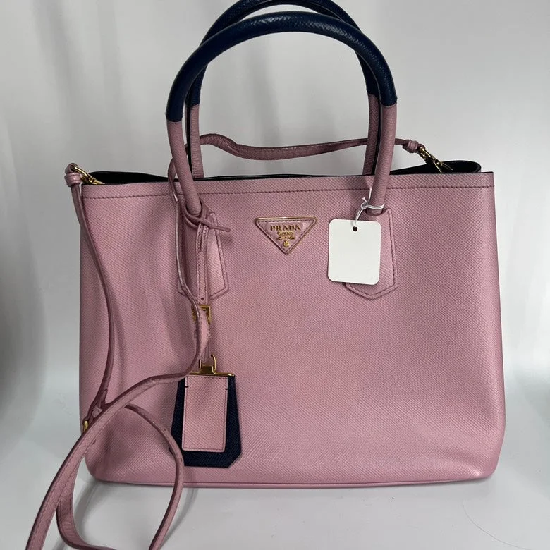 Ladies Prada shoulder bags with a wide - width strap for enhanced comfortPrada Pink Leather 2way Handbag