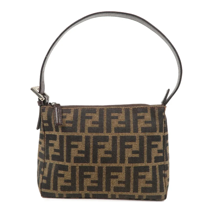 Fendi handbags with a beaded trim for a glamorous and eye - catching lookFENDI Zucca Canvas Leather Mini Shoulder Bag Pouch 26810