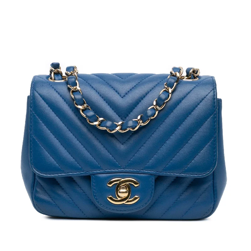 Chanel Limited Edition Handbag for CollectorsBlue Chanel Mini Square Classic Chevron Lambskin Single Flap Crossbody Bag