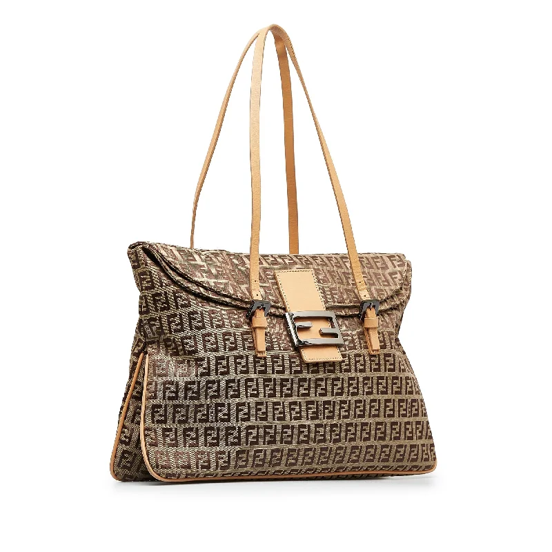 Ladies Fendi Baguette bags with a star - shaped charm for a playful and trendy touchFENDI Zucchino Double Flap Tote Tote Bag