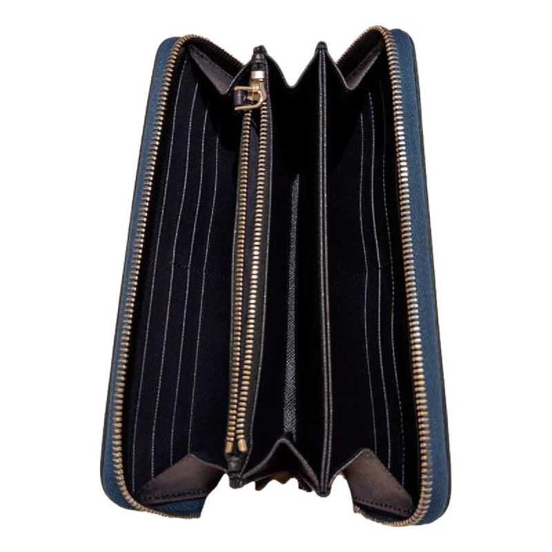 Prada Cleo bags with a crystal - embellished logo for added luxuryPrada Saffiano Active Coblato Blue Leather Baltico Stripe Zip Around Wallet 2ML317