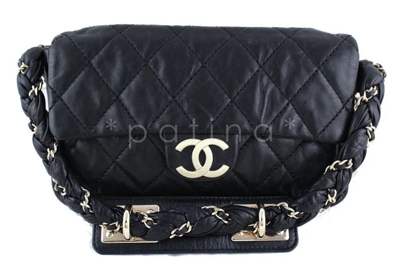 Chanel New Arrival Handbag with Gold HardwareChanel 10in. Black Lambskin Lady Braid Flap Bag