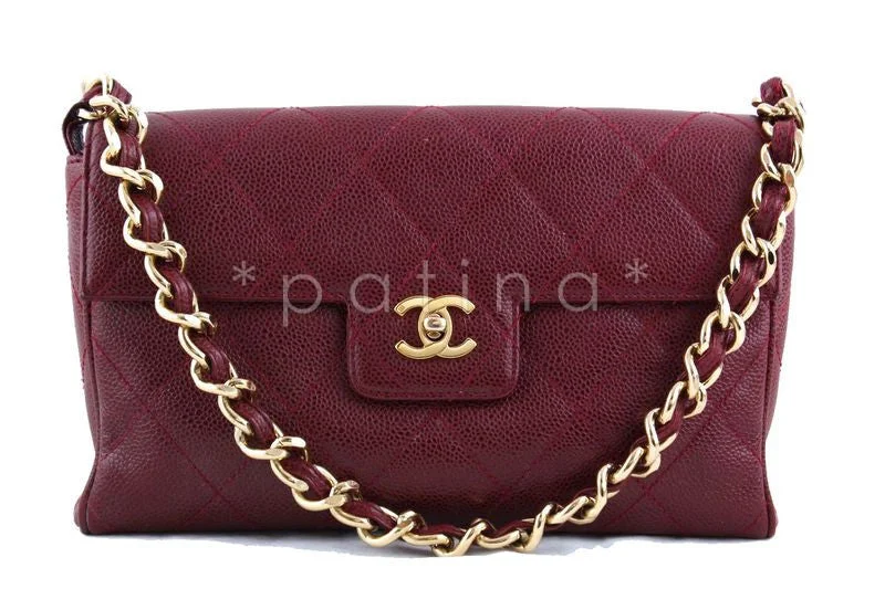 Chanel Classic Flap Bag for Evening PartyChanel 10in. Classic Red Caviar Quilted Chunky Chain Flap Bag