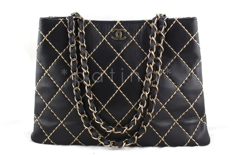 Chanel Chain Strap Handbag for Everyday UseChanel Black Classic Contrast Stitch Quilted Shopper Tote with CC and Woven Chain Bag