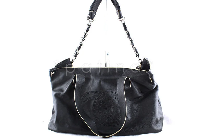 Chanel Medium Tote Bag for Office LadiesChanel Black Jumbo Purse-Charm Edgy Logo Tote Bag