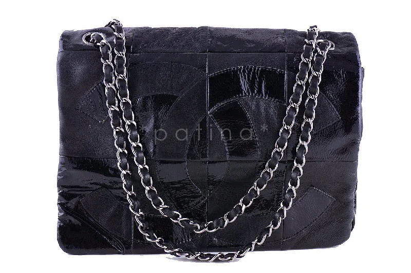 Chanel Lightweight Handbag for Daily ErrandsChanel Black Patent Brooklyn Patchwork Flap  Bag