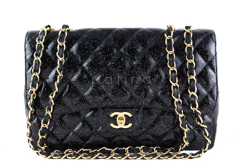 Chanel All - Match Handbag for Versatile StylingChanel Rare Glitter Patent Black Jumbo 2.55 Classic Flap Bag