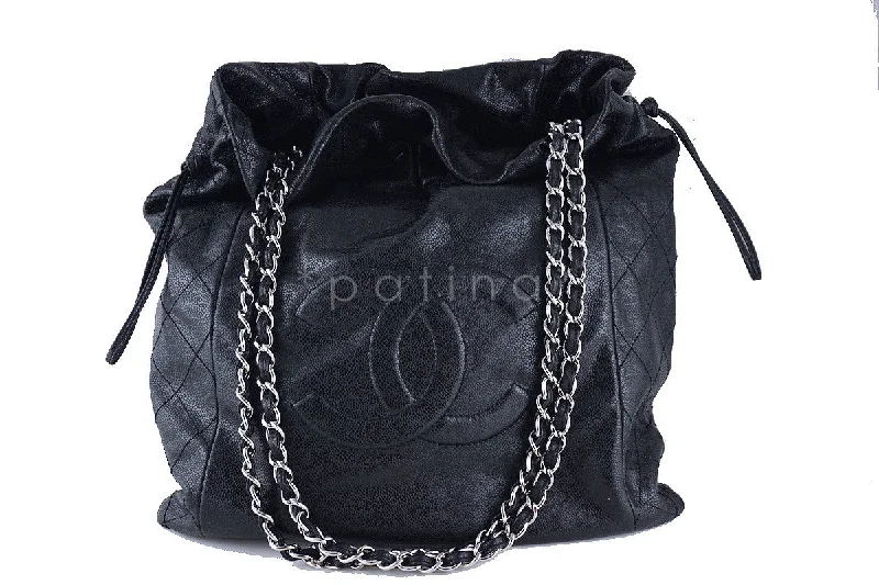 Chanel Quilted Leather Shoulder Bag for FashionistasChanel Black Soft Caviar Large Logo Tote Bag